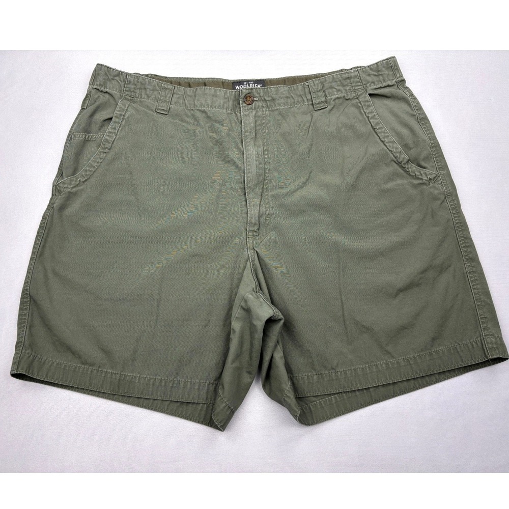 Woolrich Utility Shorts Mens 40 Light Olive Green Cotton Twill Hiking 7 In 3042